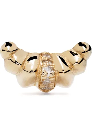 Lizzie Mandler 18kt yellow Croissant diamond stud earring