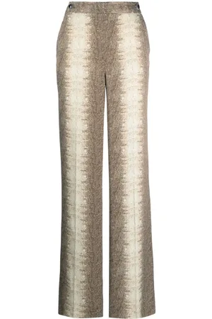 Twin-Set Lizard-skin effect satin trousers
