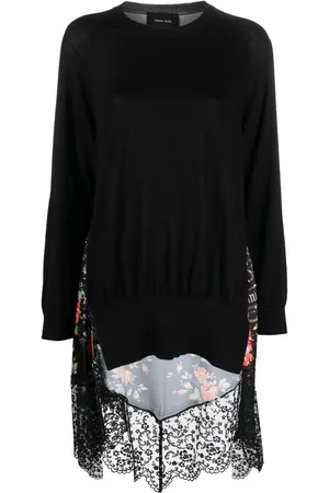Simone Rocha Panelled asymmetric lace-trim top