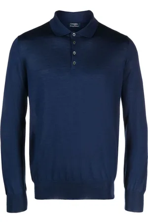 BARBA Long-sleeved knit polo shirt