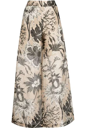 BIYAN Floral-print high-waist palazzo trousers