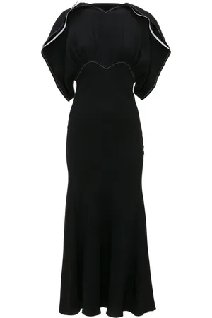 Victoria Beckham Draped-sleeve flared midi dress