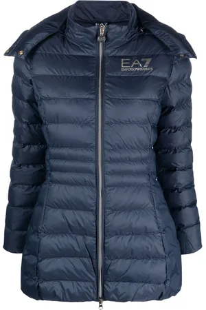 EA7 Logo-print hooded padded coat