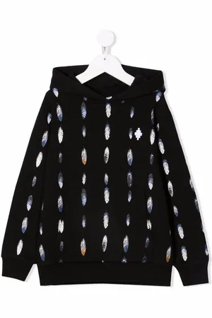 MARCELO BURLON Feather-print cotton-blend hoodie