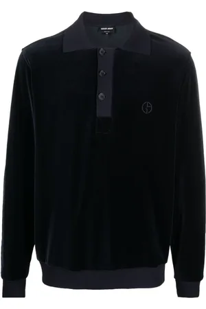 Giorgio Armani Logo-embroidered velvet polo shirt