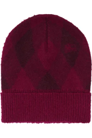 Burberry Intarsia-knit logo argyle checked beanie