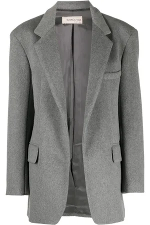 BLANCA Notched-lapels mélange-effect blazer