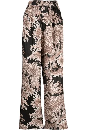 BIYAN Floral-print silk palazzo trousers