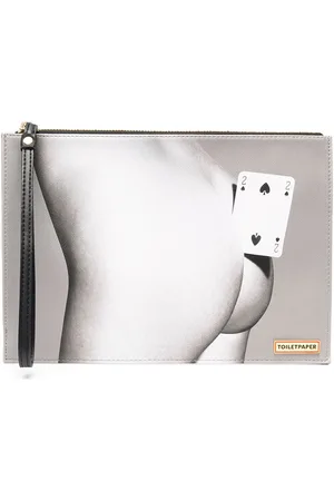 SELETTI Two of Spades faux leather pouch bag