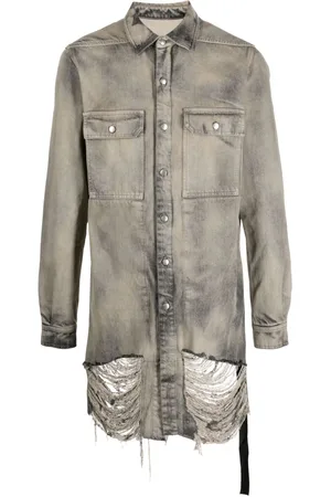 Rick Owens Frayed distressed-effect denim jacket