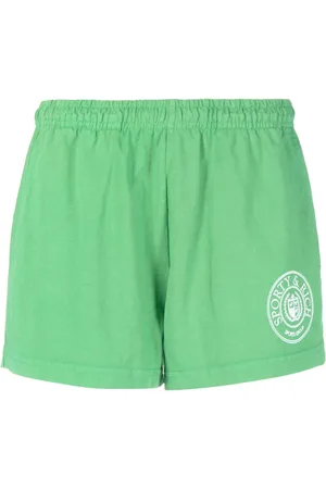 Sporty & Rich Logo-embroidered cotton track shorts