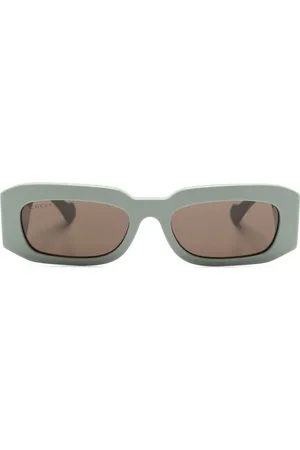 Gucci Logo-lettering rectangle-frame sunglasses