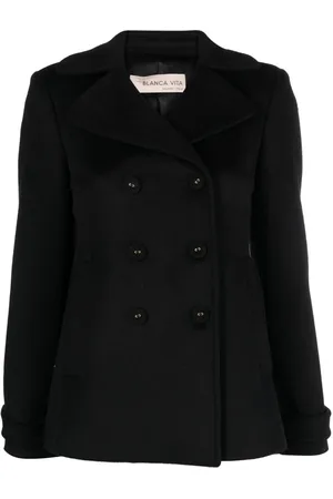 BLANCA Notched-lapels brushed-effect peacoat