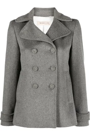 BLANCA Notched-lapels mélange-effect peacoat