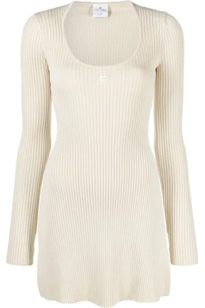 Courrèges Logo-embroidered rib knit dress