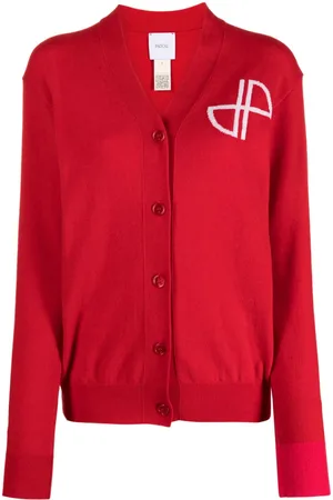 Patou Logo-intarsia fine-knit cardigan