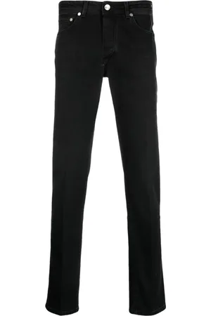 BARBA Slim-cut logo-patch trousers