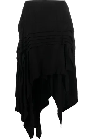 YOHJI YAMAMOTO Asymmetric wool-blend midi skirt