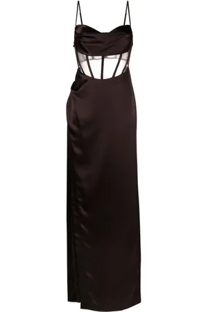 Retrofete Rosa corset-style satin fitted dress