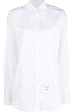 Thom Browne Pointed-collar logo-patch shirt