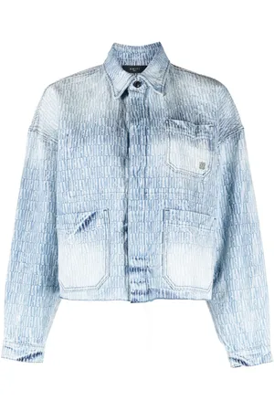 AMIRI Logo-jacquard washed denim jacket