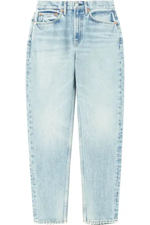 RE/DONE Logo-patch tapered jeans