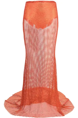 GIUSEPPE DI MORABITO Crystal-embellished mesh maxi skirt