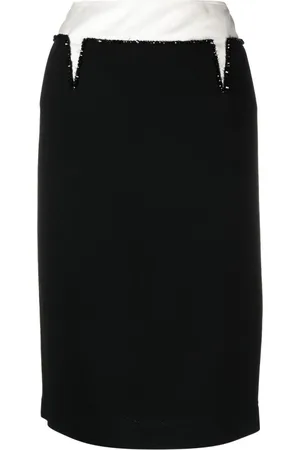 Nº21 Crystal-embellished wool-blend pencil skirt