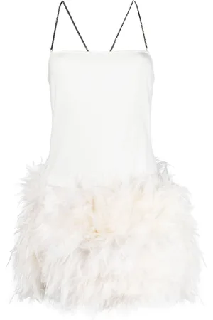 The Attico Fujiko feather-trimmed minidress