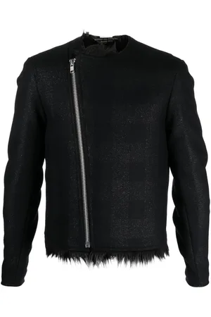 Comme des Garçons Checked metallic-effect biker jacket