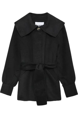 Ganni Belted-waist wool-blend jacket