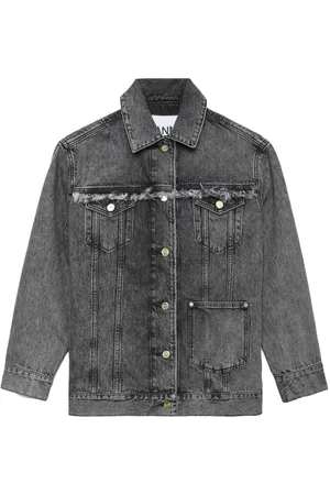 Ganni Frayed-detail washed jacket