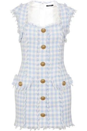 Balmain Gingham tweed minidress