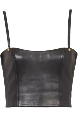 Balmain Leather crop top
