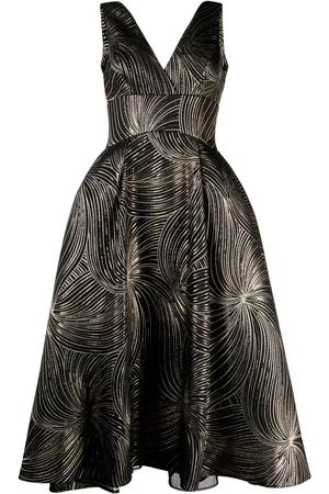 Amsale Jacquard sleeveless midi dress
