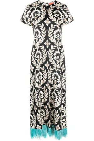 La DoubleJ Swing feather-trim dress