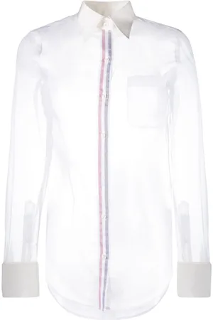 Thom Browne RWB-placket transparent silk shirt