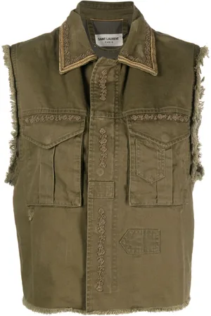 Saint Laurent Embroidered-detail frayed gilet