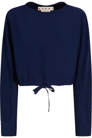 Marni Drawstring-hem cropped silk blouse