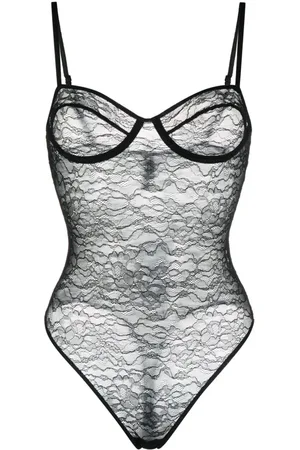 ANINE BING Floral-lace semi-sheer body