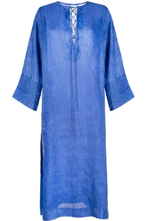 Bambah Lace-front linen kaftan