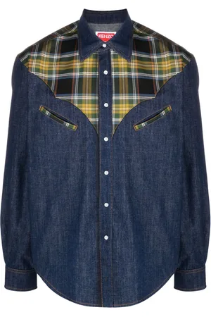Kenzo Checked-panel denim shirt