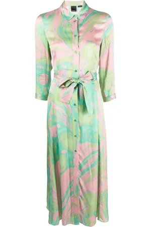 Pinko Abstract-pattern print belted-waist dress