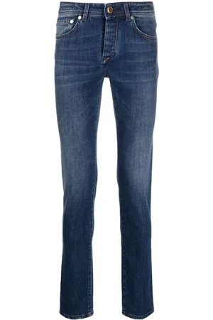 BARBA Logo-patch slim-cut jeans