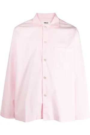 Tekla Cotton poplin pajama shirt