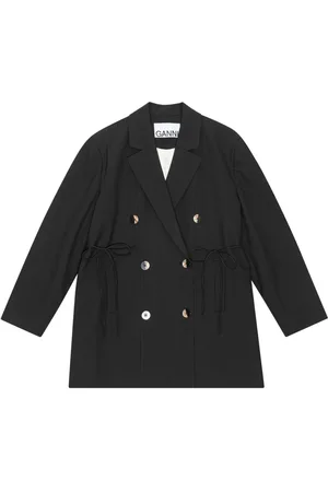 Ganni Oversized string-tie double-breasted blazer