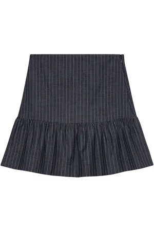 Ganni Striped ruffled miniskirt