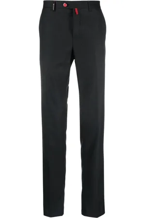 Kiton Slim-cut logo-tag chinos