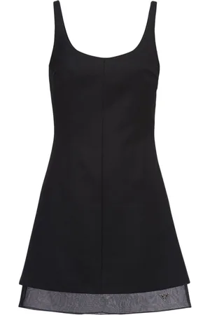Prada Enamel triangle-logo wool dress