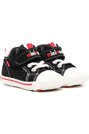 Miki House Embroidered-logo touch-strap sneakers